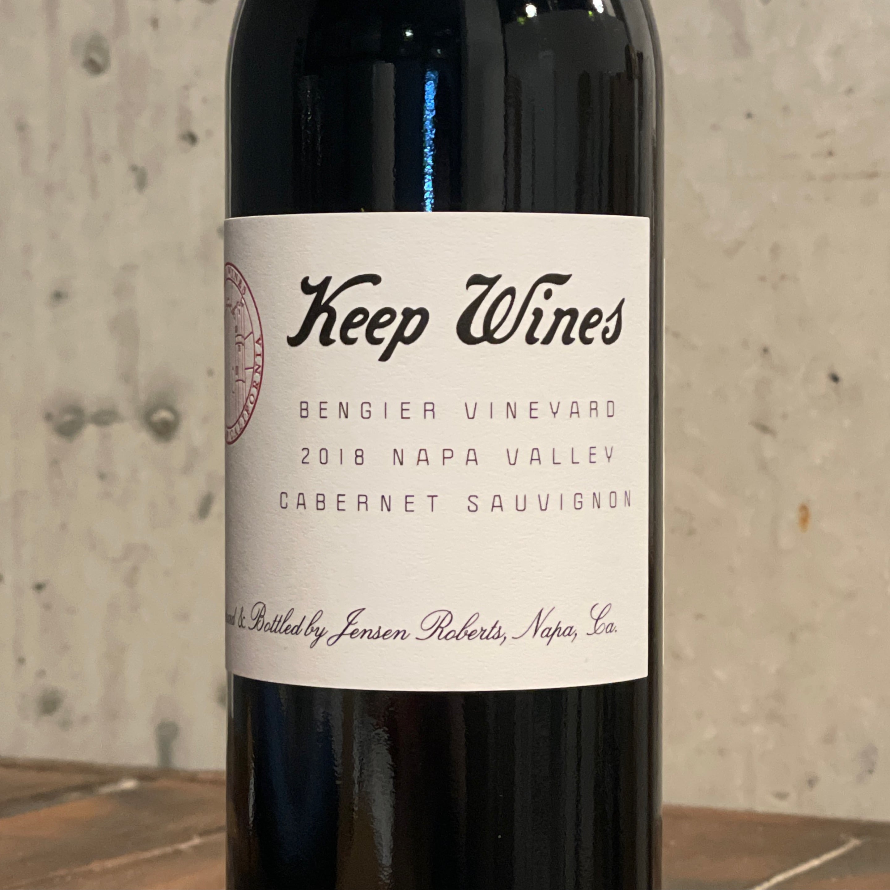 Keep Wines, Cabernet Sauvignon Bengier Vineyard Napa Valley