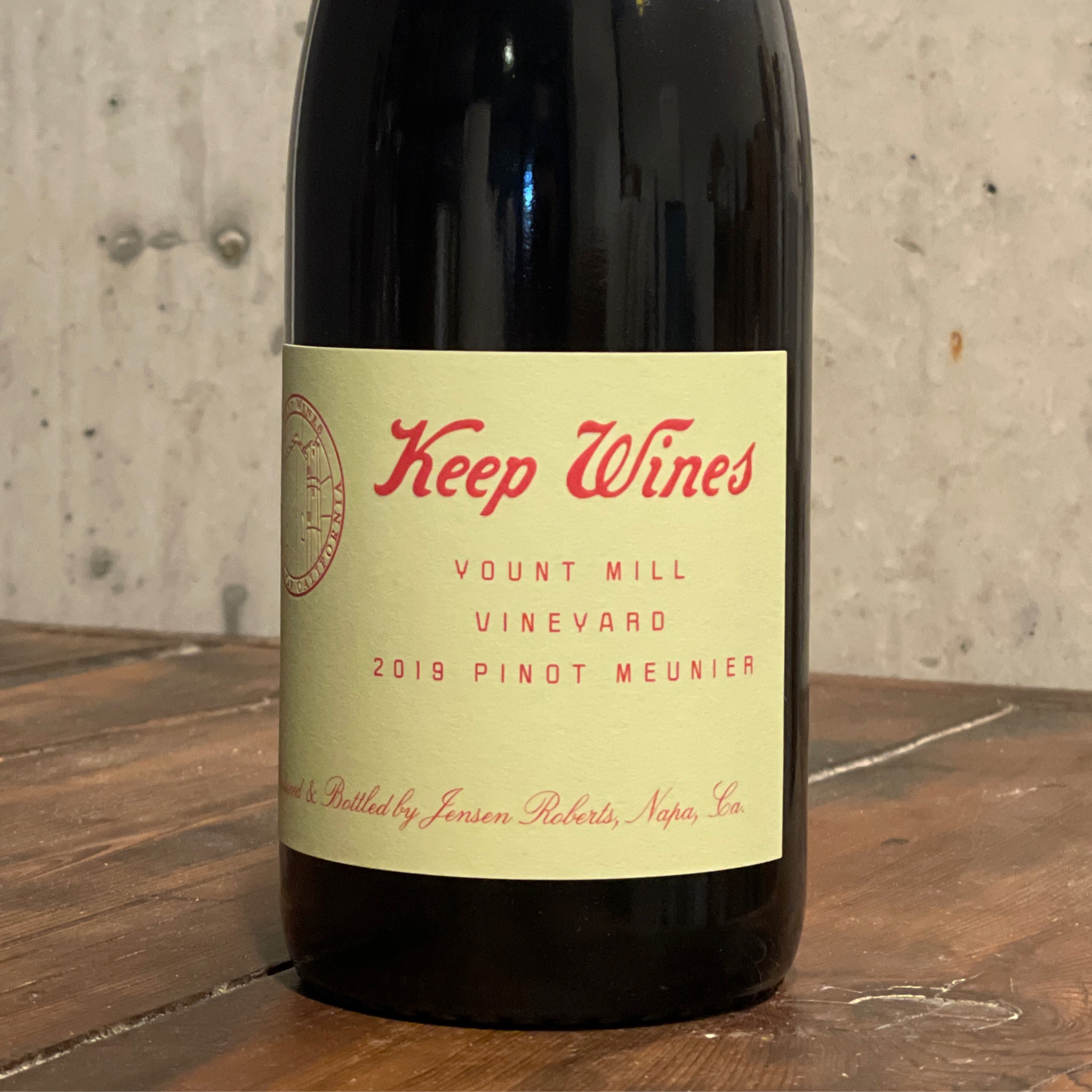 Keep Wines, Pinot Meunier Yount Mill Vineyard Napa Valley